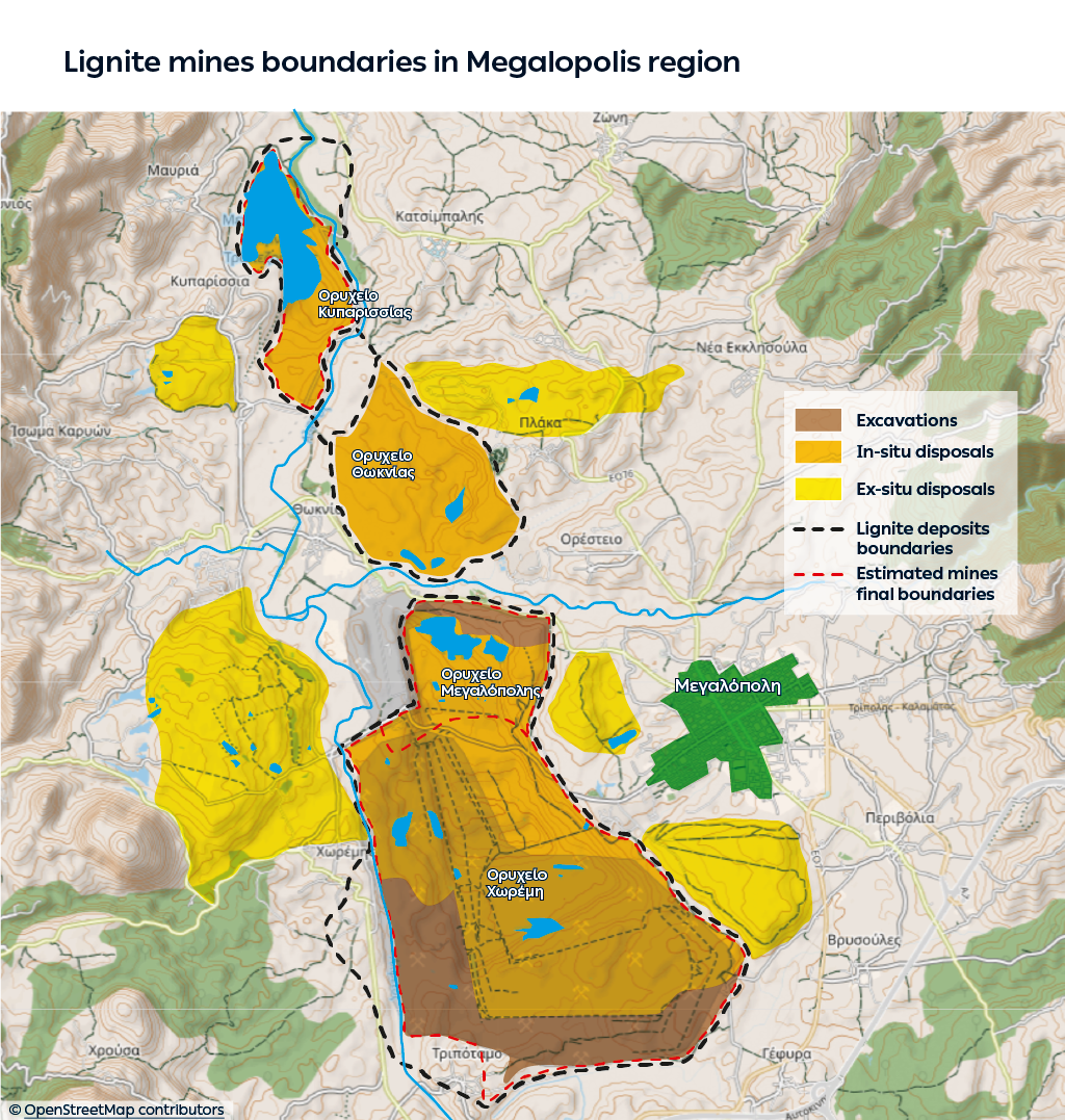 PPC, Lignite mines boundaries in Megalopolis region